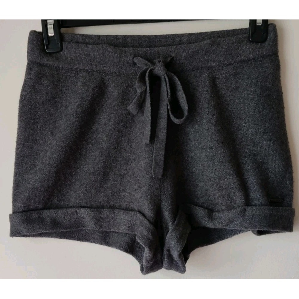 GUESS Women's Gray Stretch Textured Cuffed Drawstring Straight Leg Shorts‎ Sz S